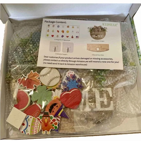 Interchangeable Welcome Sign Front Door, Seasonal Welcome Round Fall Wood Wreath - Picture 6 of 9